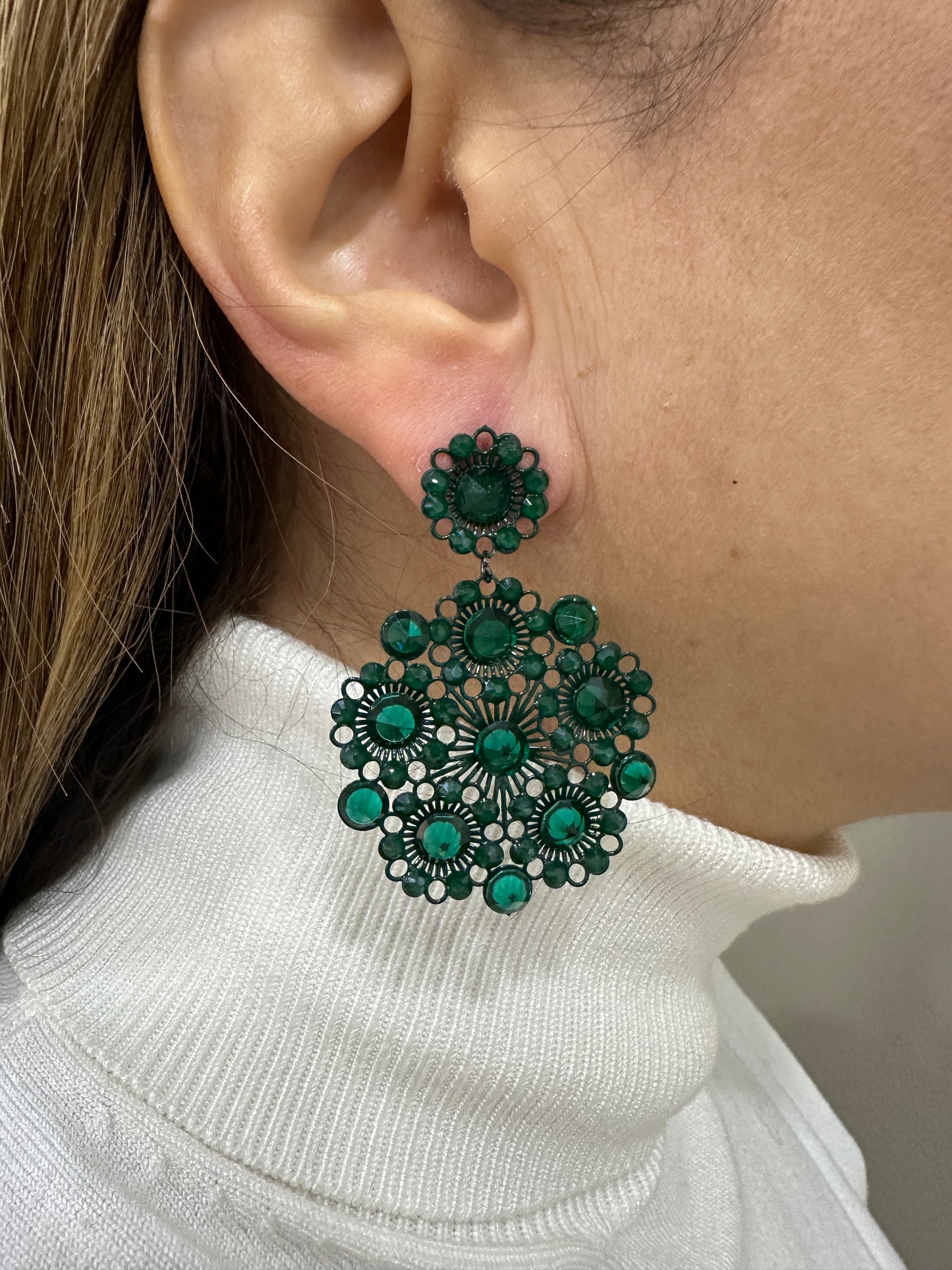 Orecchini LaGriffe Verdi Con Swarovski