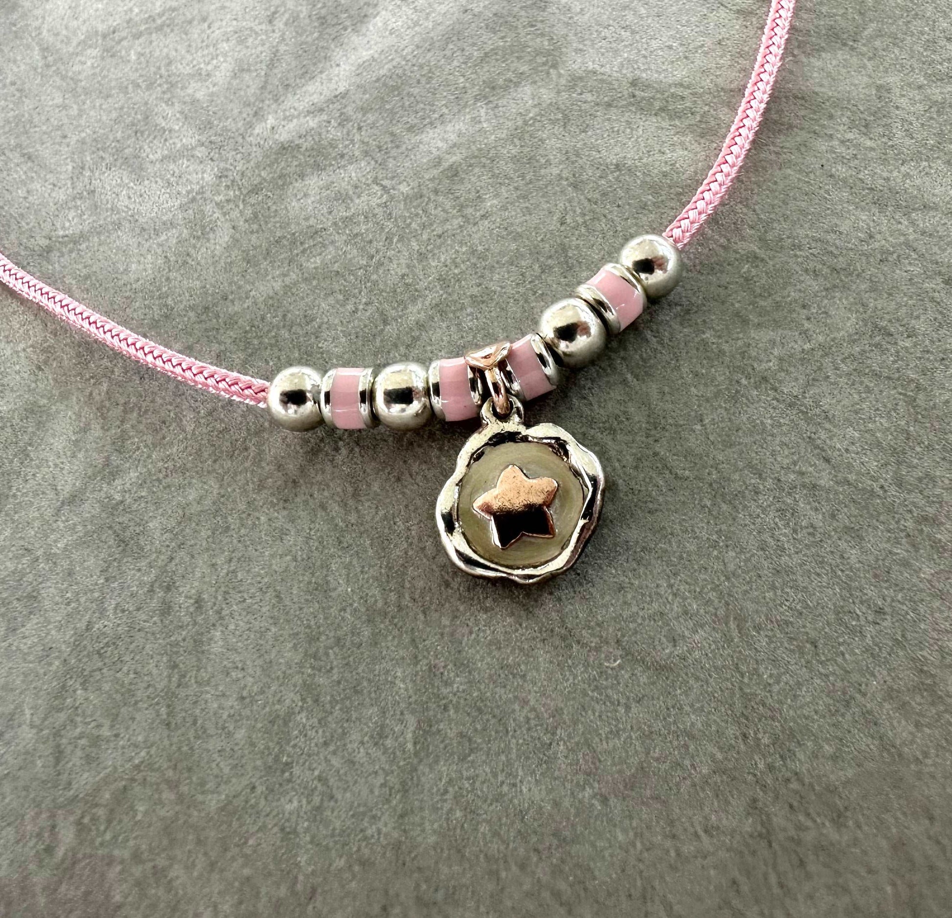 Collana Dodo Mariani Filo Cerato Rosa e Ciondolo Stella Oro Rosa 9kt