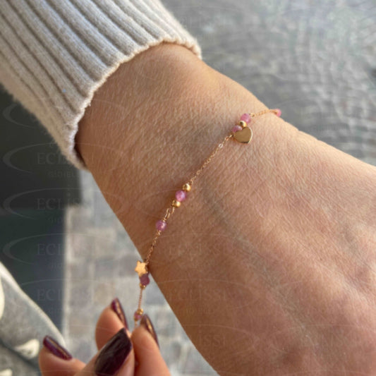 Bracciale My Charm In Oro 18 Kt Con Charms Cuori E Stelle