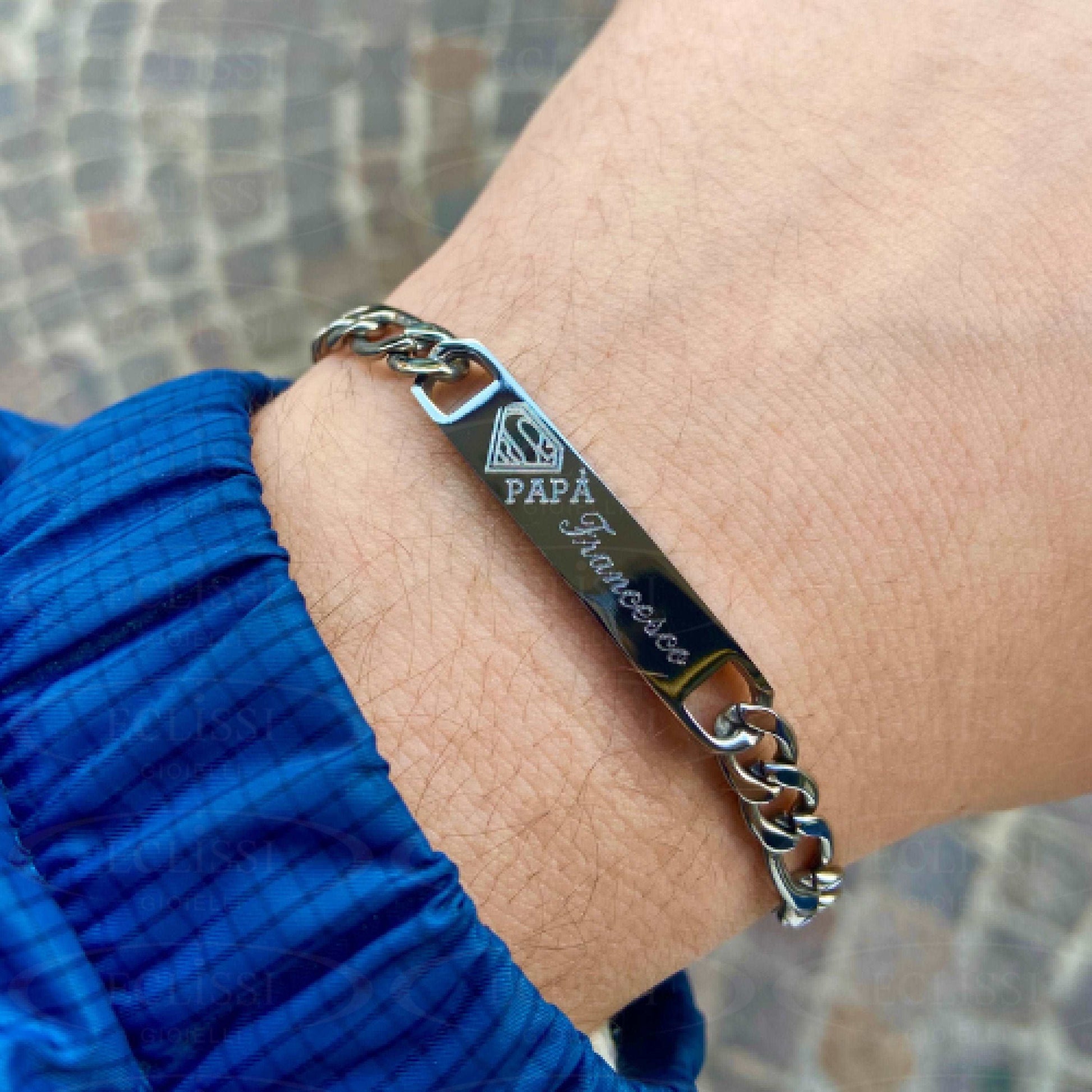 Bracciale Super Papà In Acciaio 