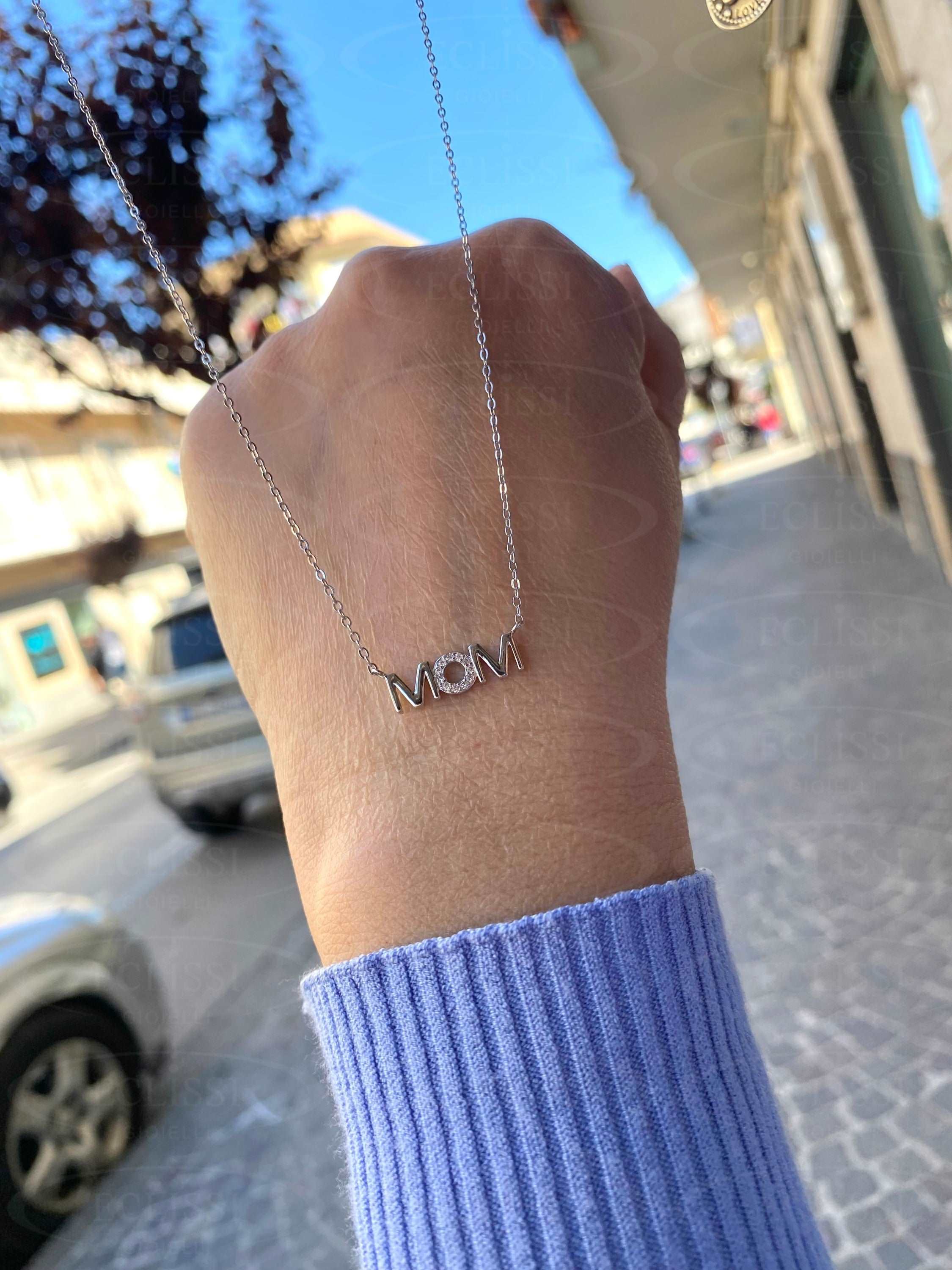 MAMIJUX Collana MOM Con Letterine E Cuore – Girocollo In Acciaio Regolabile 42+5 Cm