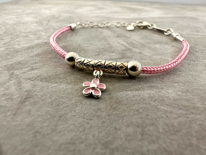 Bracciale Dodo Mariani Cordino Filo Cerato Con Fiore Rosa