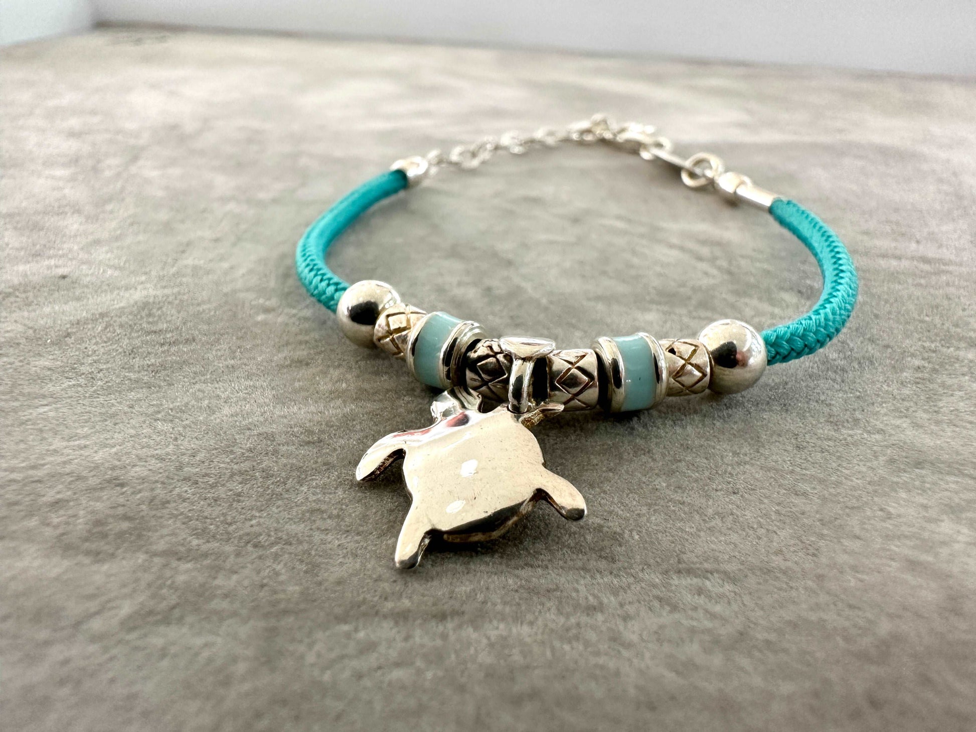 Bracciale Dodo Mariani Bambino Cordino Filo Cerato Azzurro e Tartaruga