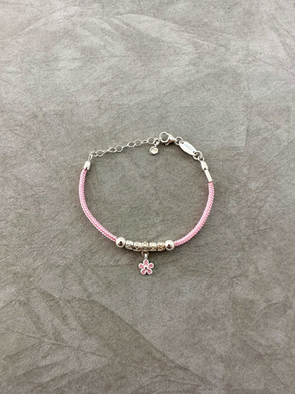 Bracciale Dodo Mariani Cordino Filo Cerato Con Fiore Rosa