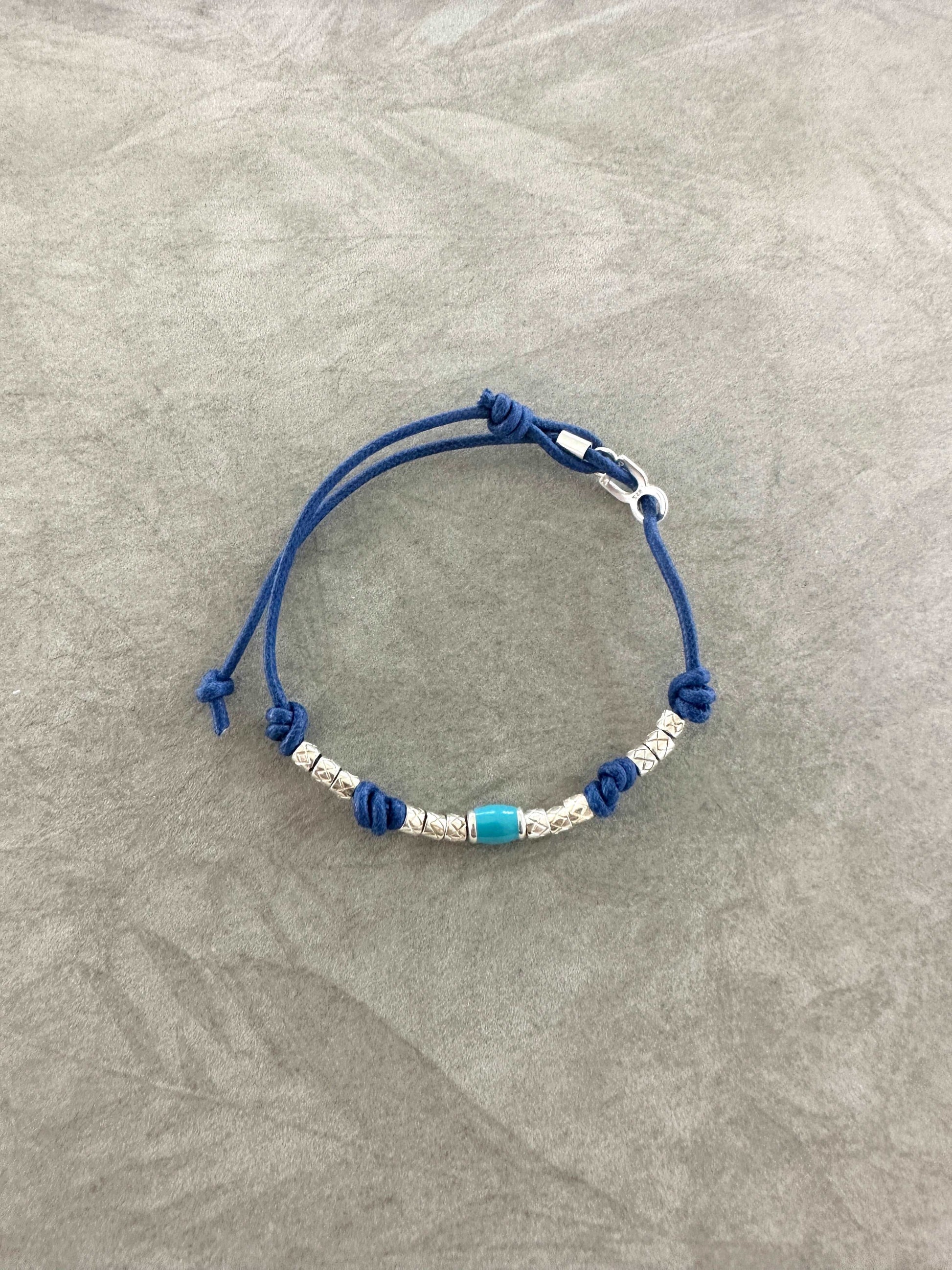 Bracciale Dodo Mariani Cordino Blu Con Pigne e Elemento Smaltato