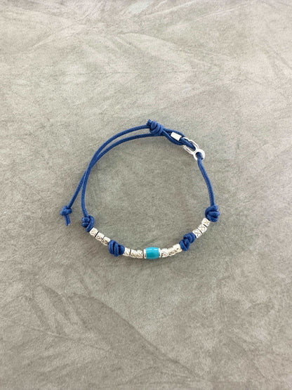 Bracciale Dodo Mariani Cordino Blu Con Pigne e Elemento Smaltato Azzurro