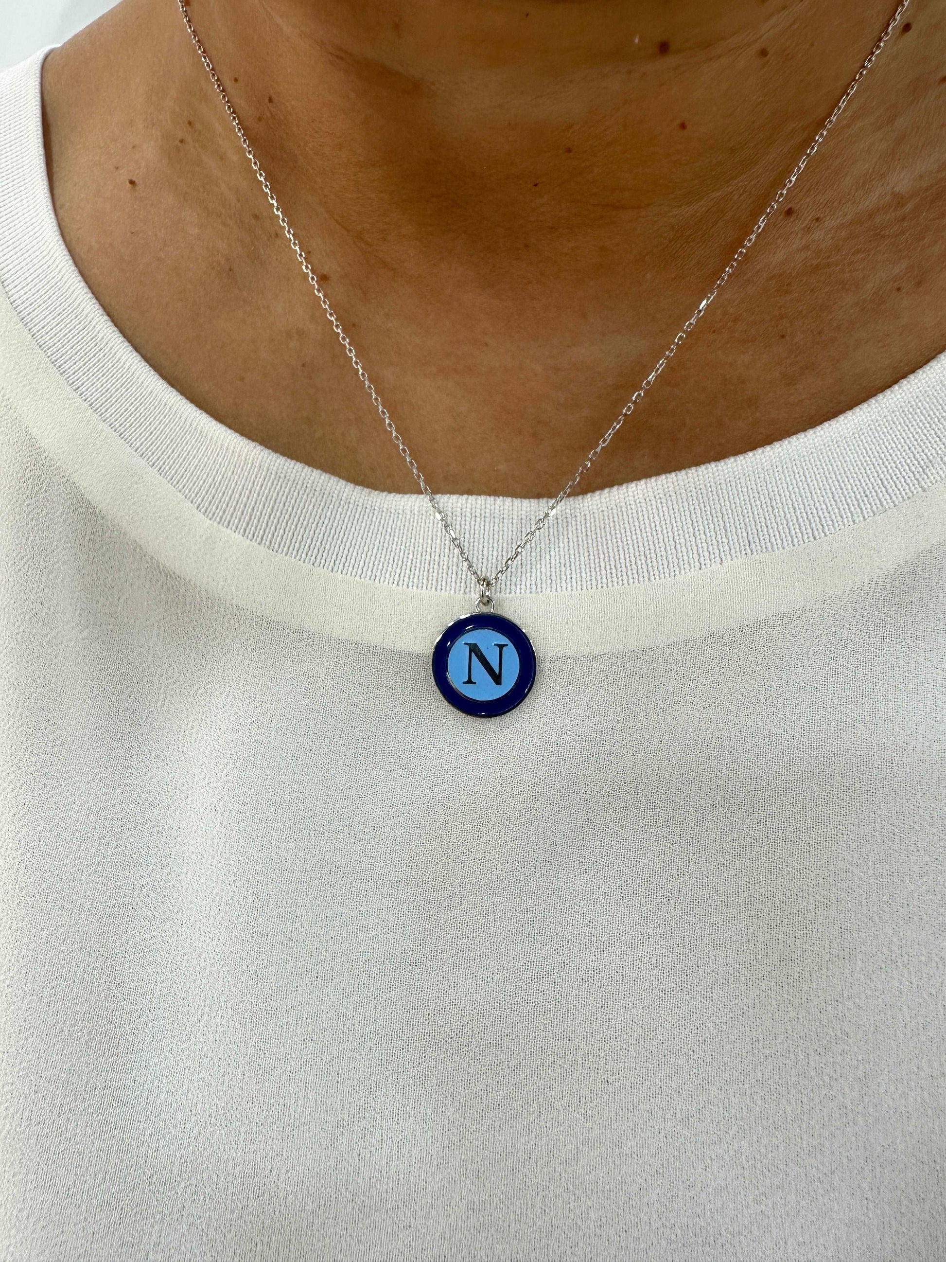 Collana in Argento Con Logo Napoli Smaltato