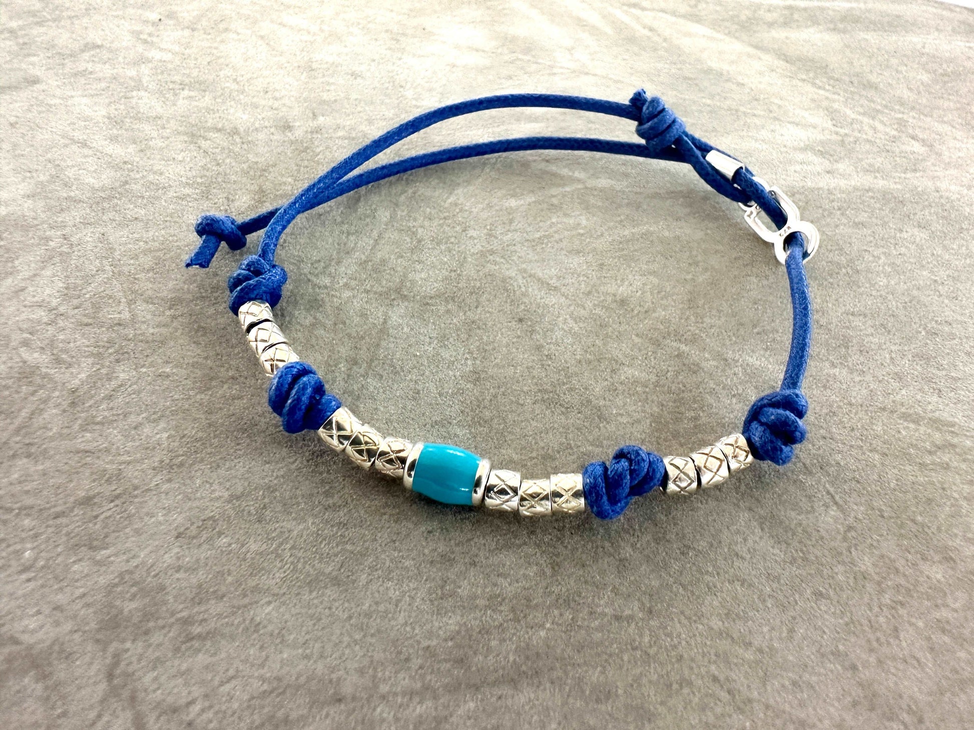 Bracciale Dodo Mariani Cordino Blu Con Pigne e Elemento Smaltato Azzurro