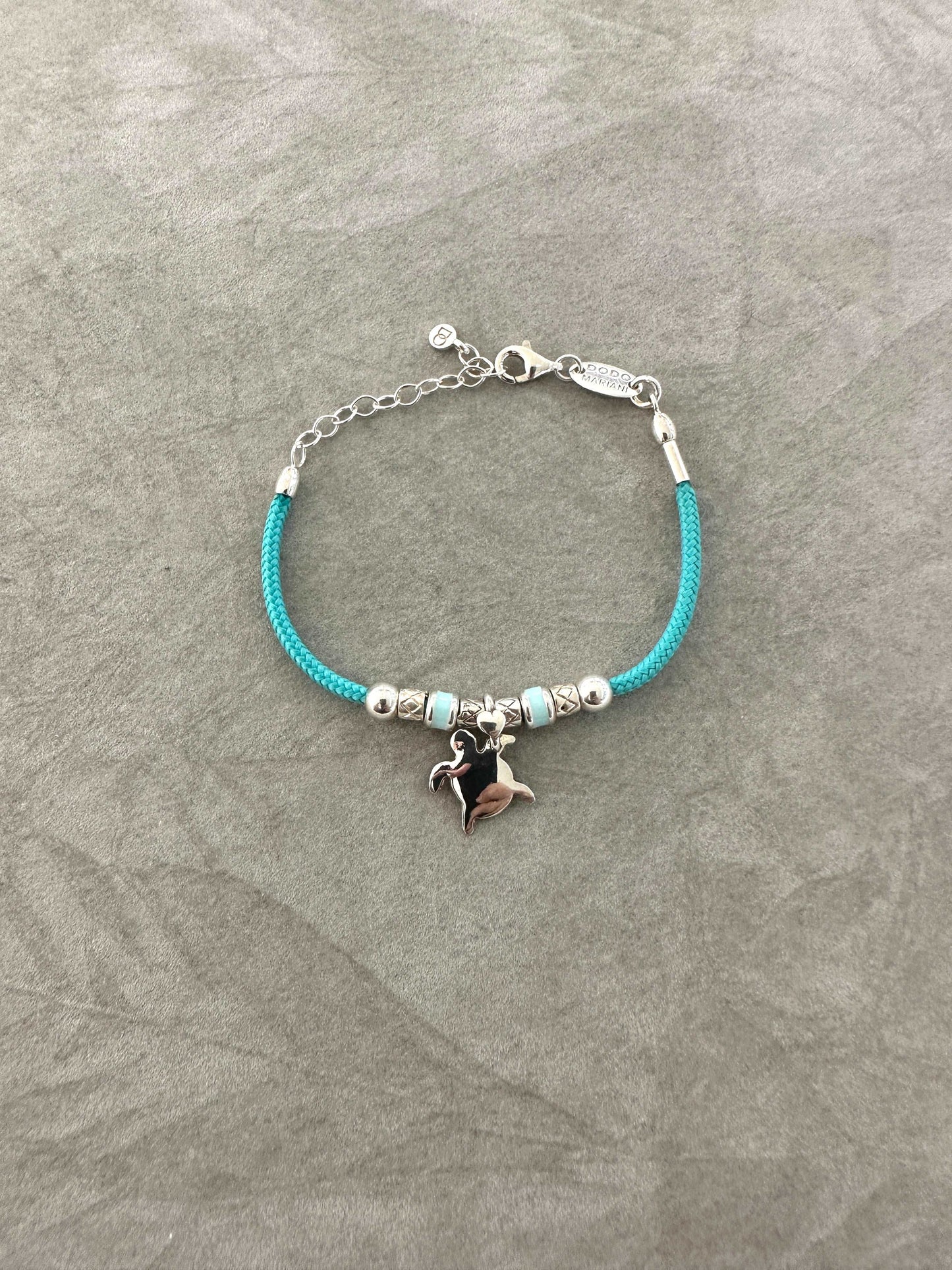 Bracciale Dodo Mariani Bambino Cordino Filo Cerato Azzurro e Tartaruga