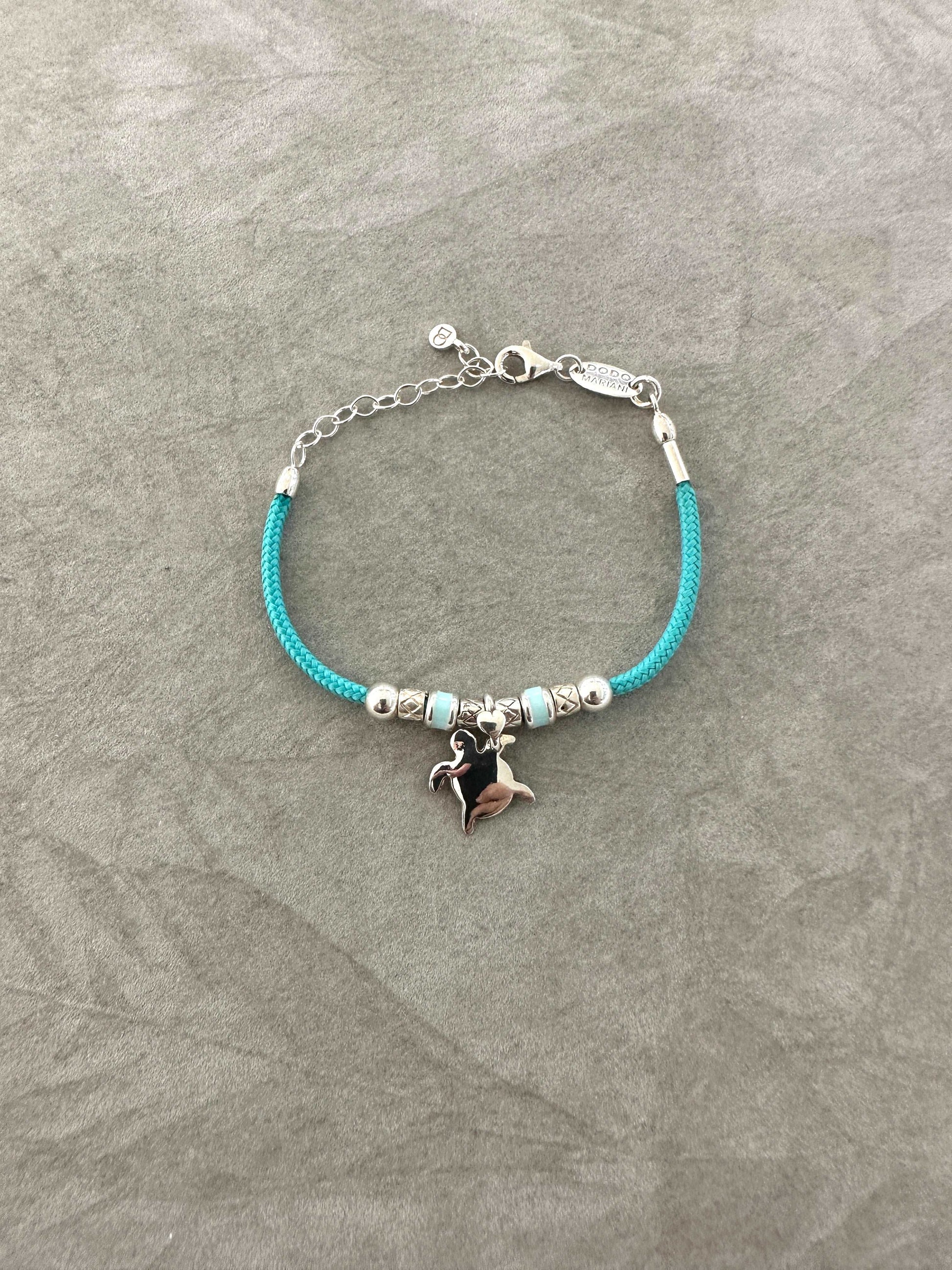 Bracciale Dodo Mariani Bambino Cordino Filo Cerato Azzurro e Tartaruga