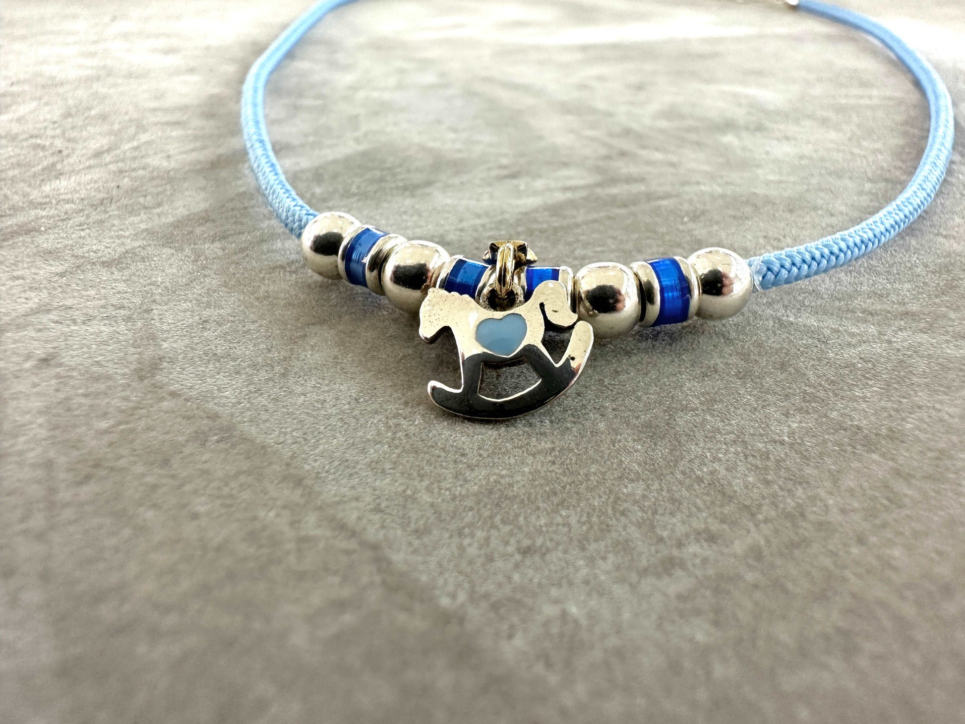 Collana Dodo Mariani Cordino Filo Cerato Azzurro e Cavallo A
