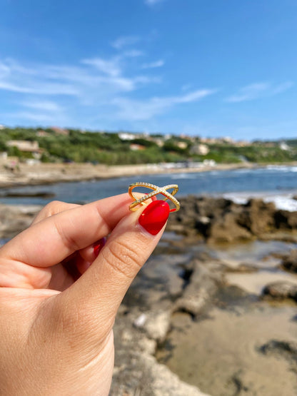 Anello A Incrocio Dorato