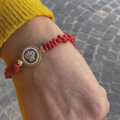 Bracciale Cammeo Corona e Corallo