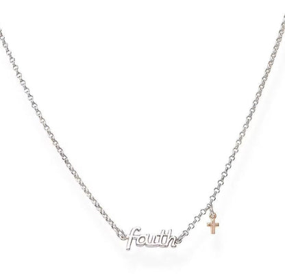 Collana Amen Faith E Charm Croce Rosè Collane